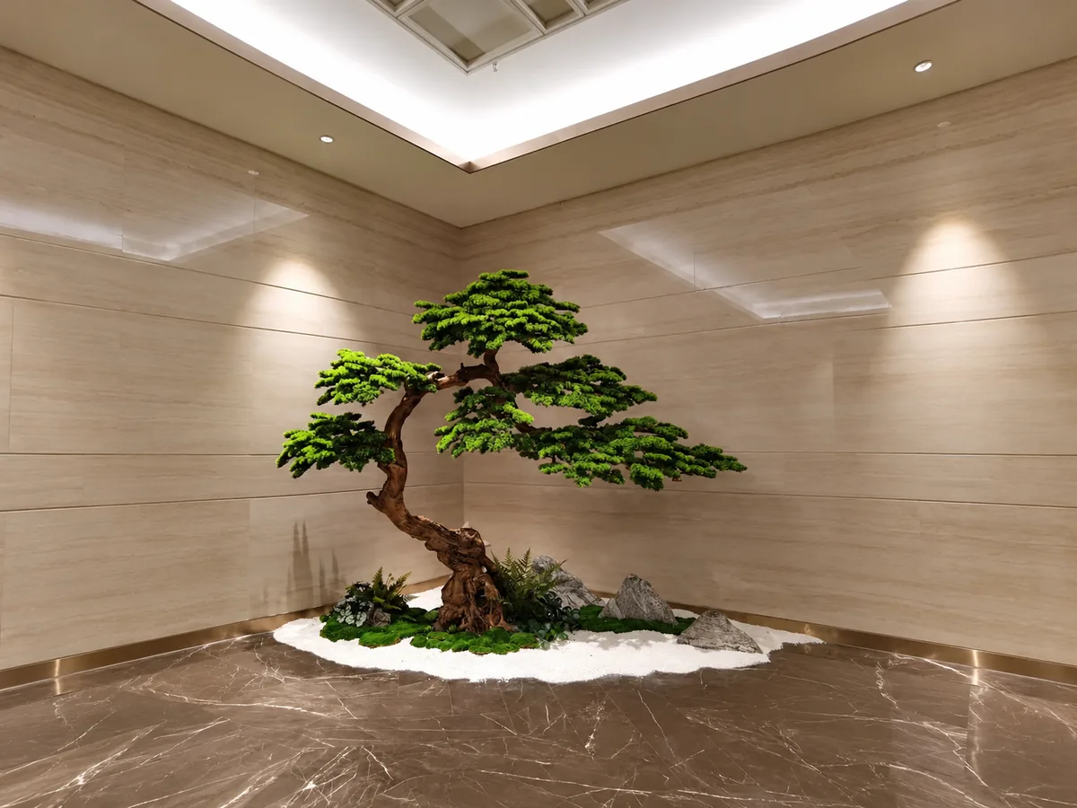 Botanical display in club common area — view 2