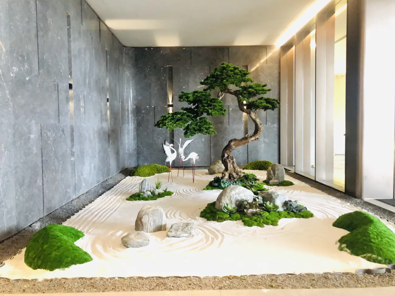 Botanical display in club common area — view 3