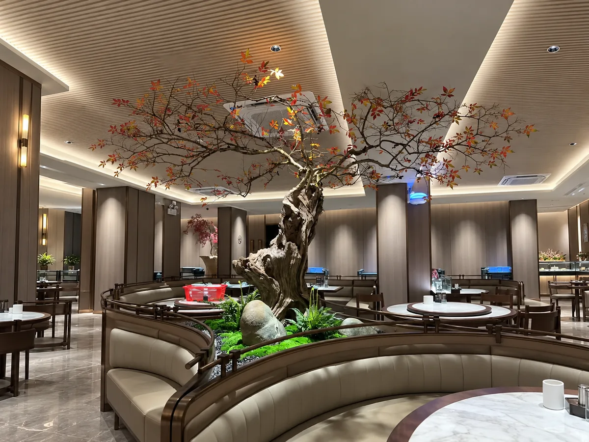Botanical display in dining area — view 3