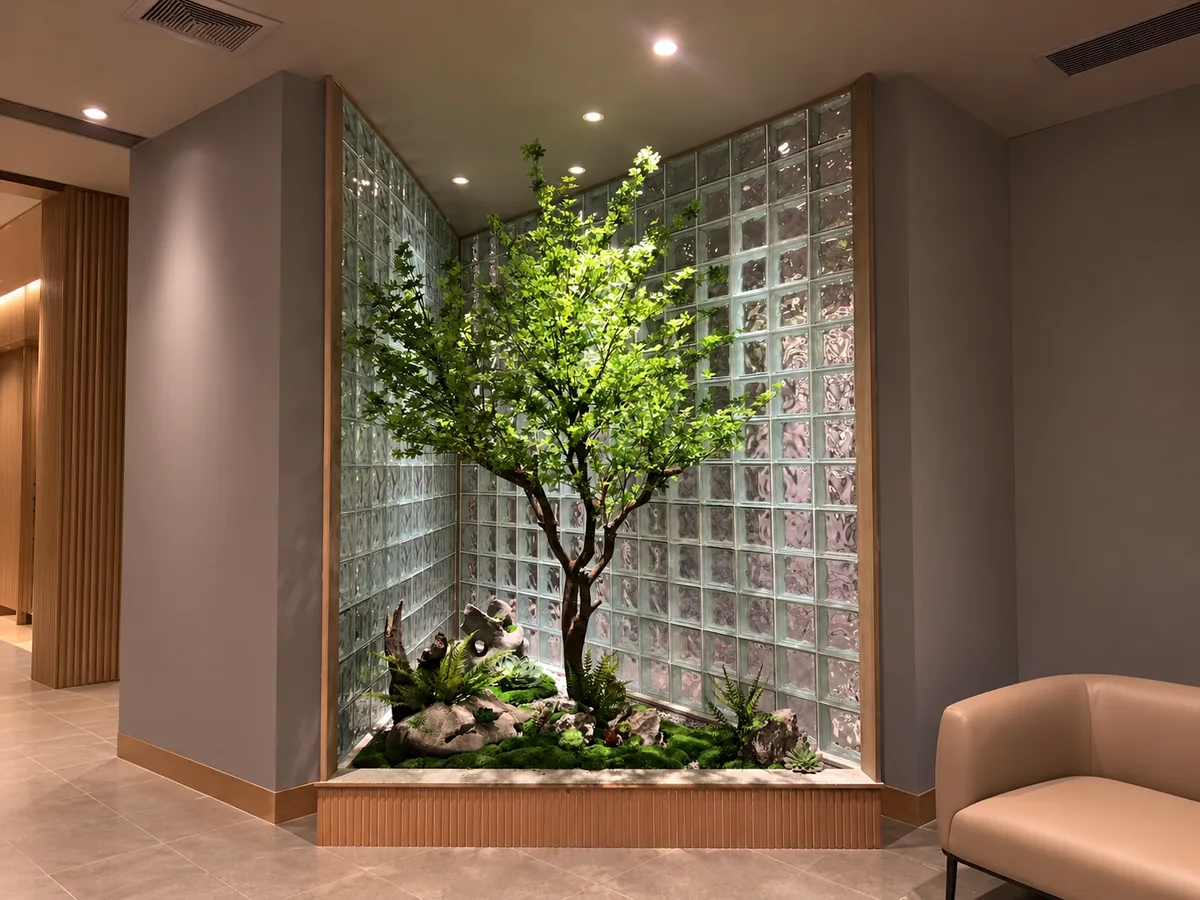 Botanical display in entryway — view 2