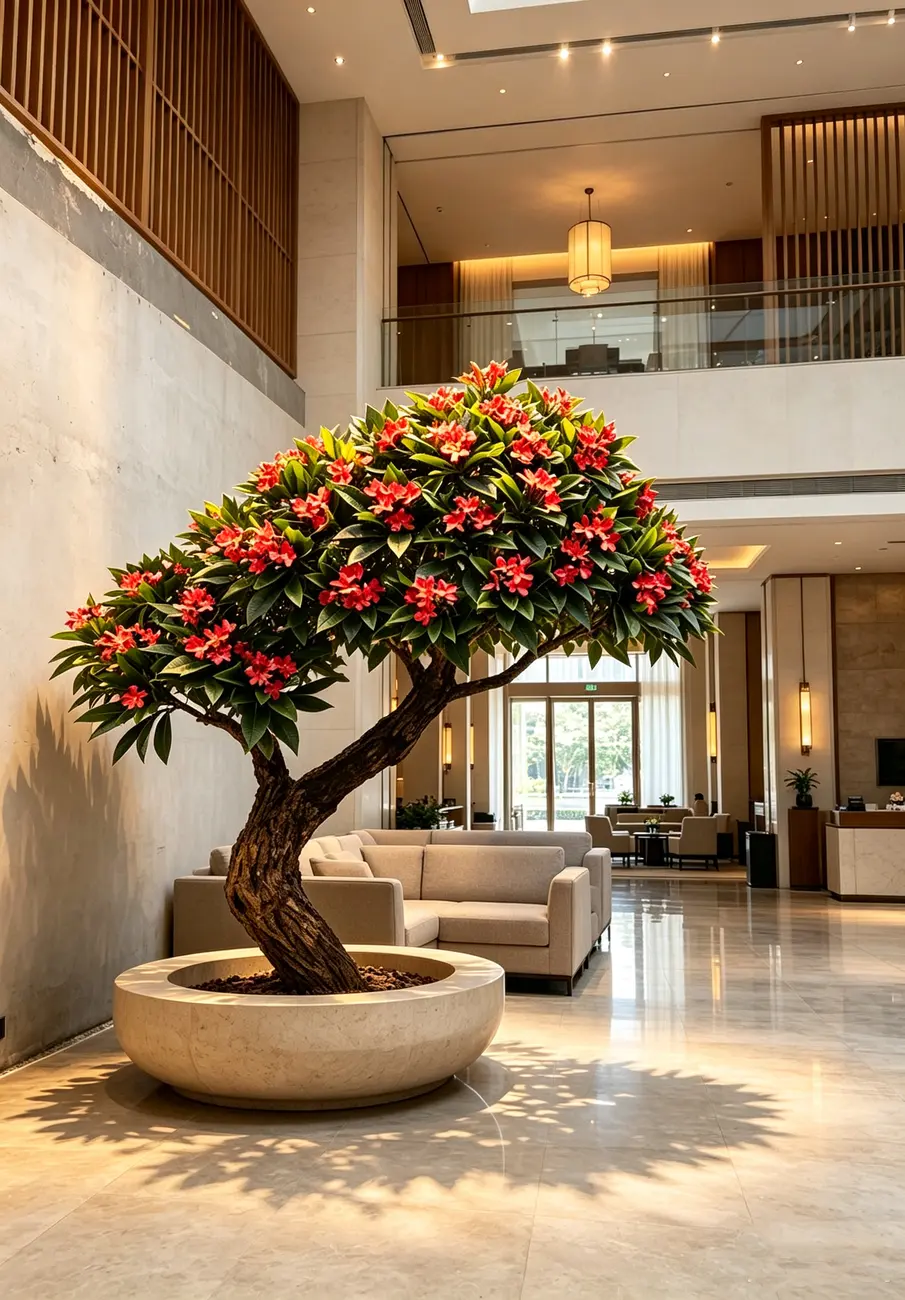 Artificial trees for hotel lobby landscape solutions — view 1