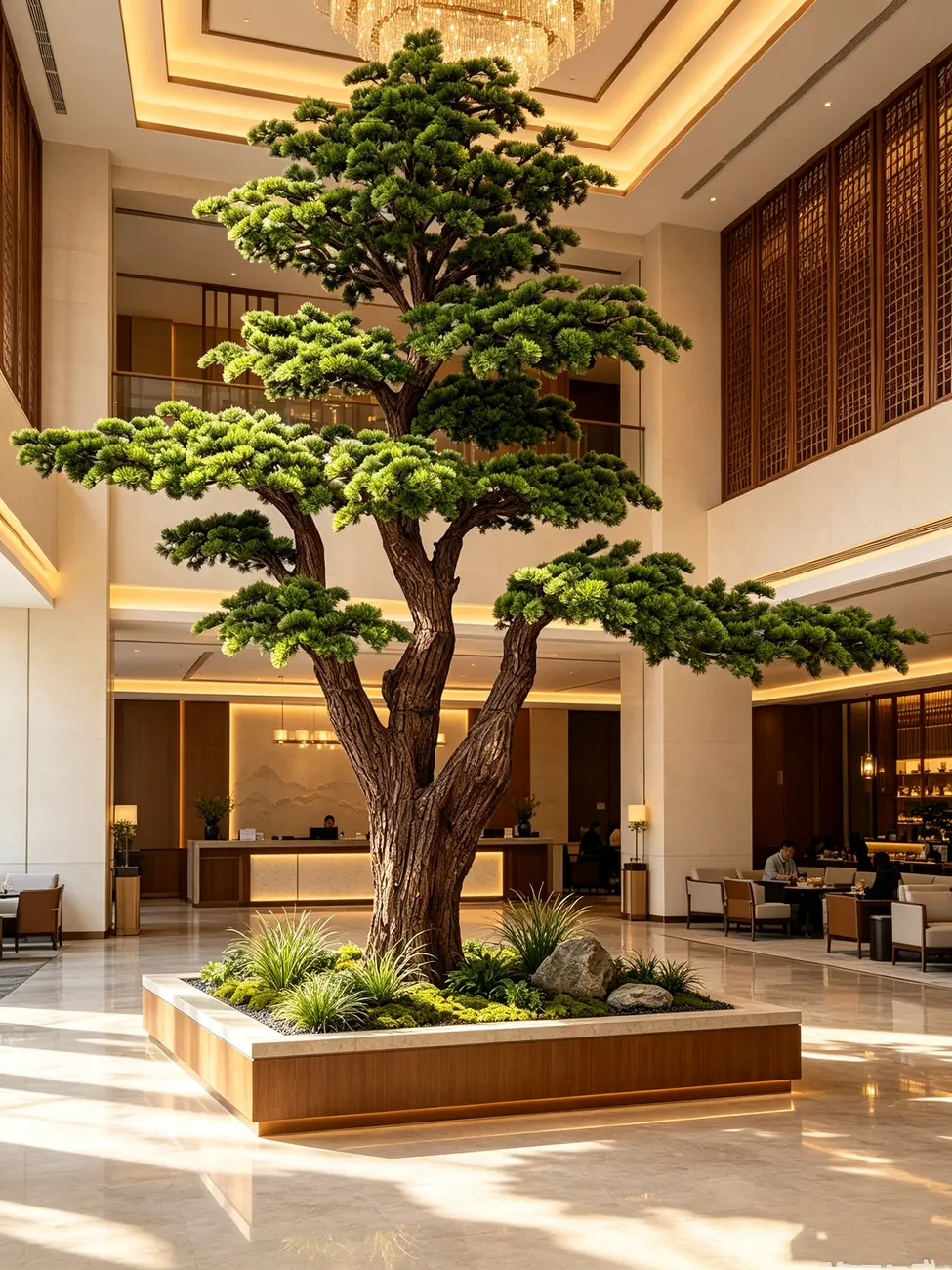 Artificial trees for hotel lobby landscape solutions — view 2