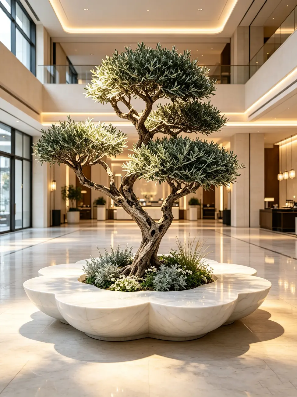 Artificial trees for hotel lobby landscape solutions — view 5