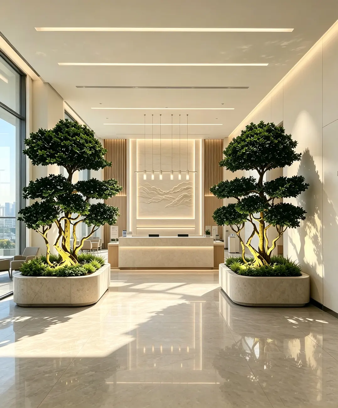 Artificial trees for hotel lobby landscape solutions — view 9