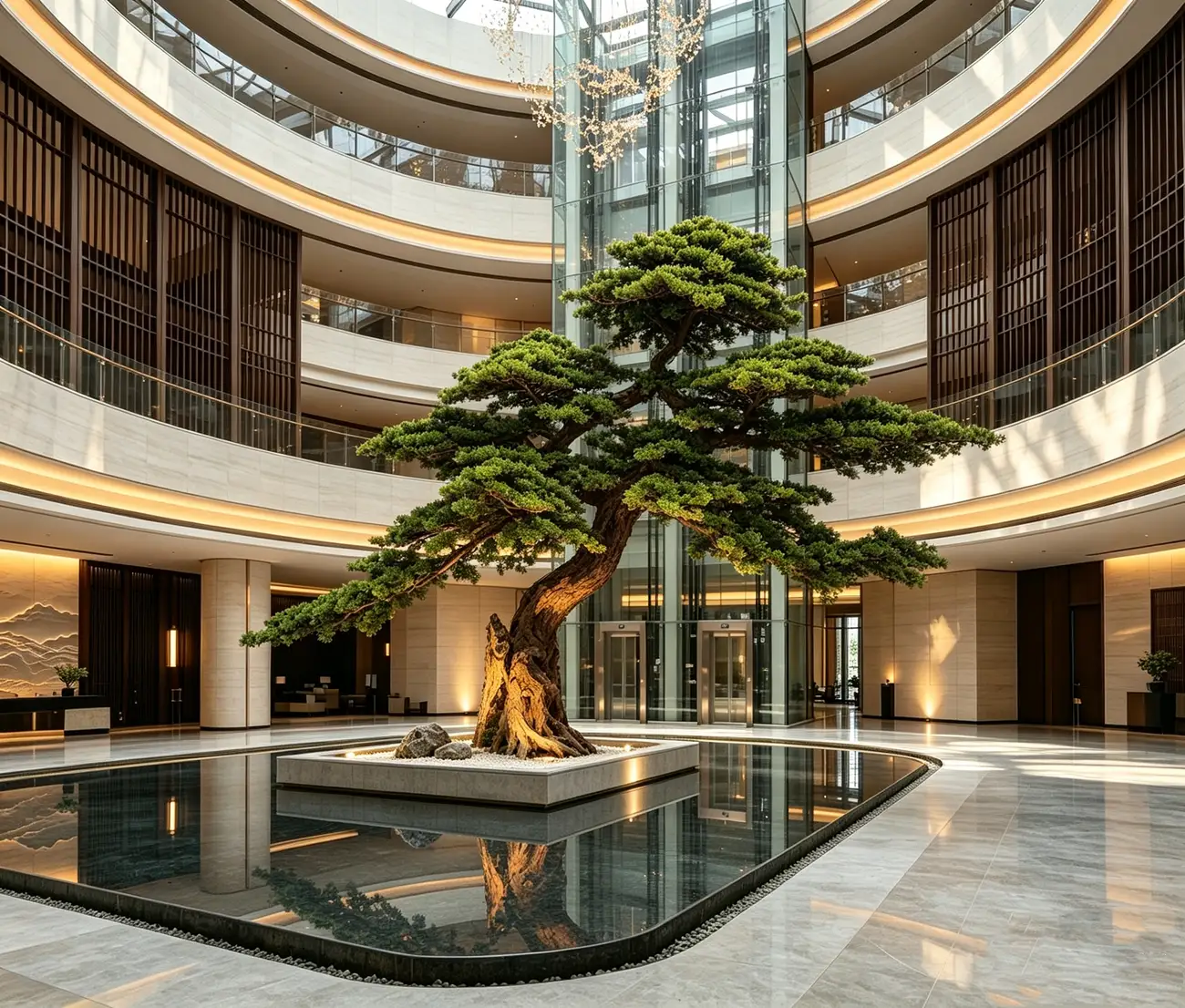 Artificial trees for hotel lobby landscape solutions — view 14