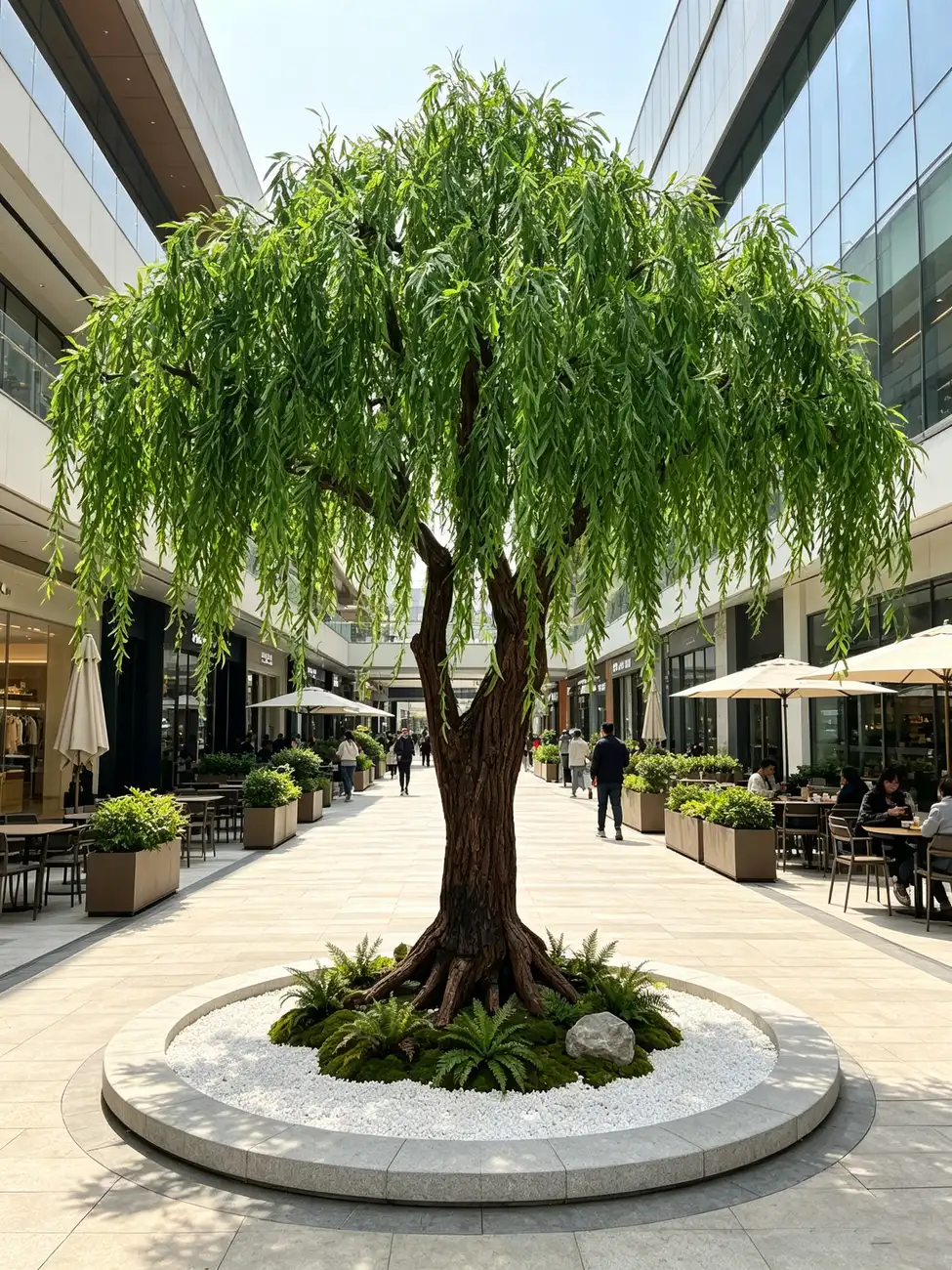 Artificial trees for shopping mall landscape solutions — view 1