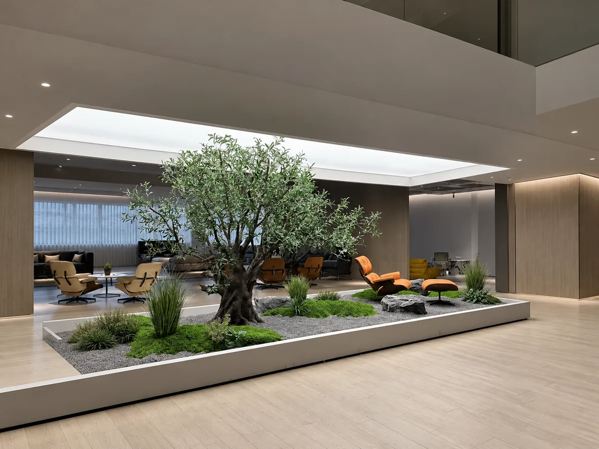 Botanical display in showroom — view 1